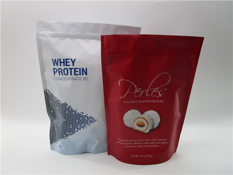 250g 500g tùy chỉnh lớp thực phẩm mờ đứng lên lá zip khóa whey protein bao bì