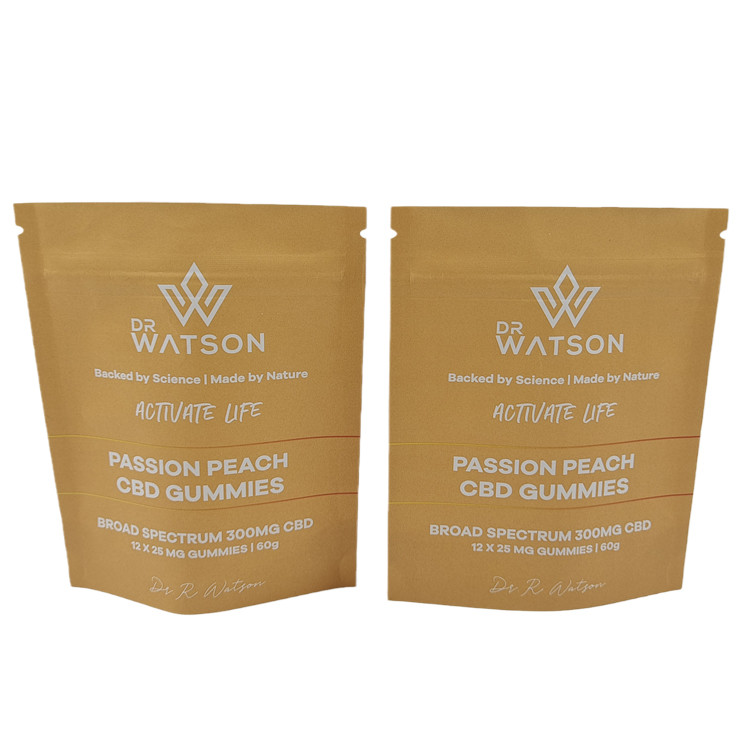 Hot Sale thiết kế tùy chỉnh in Biodegradable Stand Up Kraft Paper Bag Eco Friendly Gummie Candy Packaging