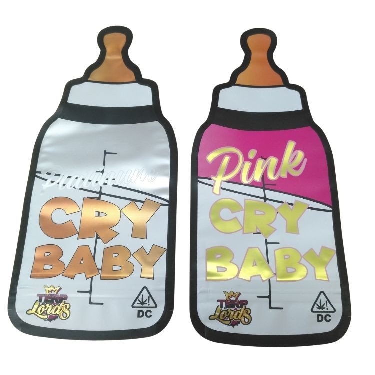 Thẻ in tùy chỉnh chống trẻ em Ziplock Holographic Die Cut Mylar Bag 3.5g Special Shape Gummy Candy Edible Packaging Bag