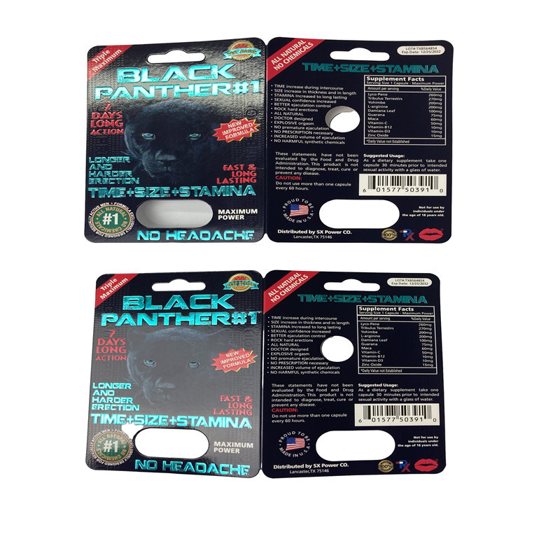 Thị trường Hoa Kỳ Thuốc tình dục giấy Blister Card Packaging For Rhino 69 / Tiger/ Black Mamba Pills
