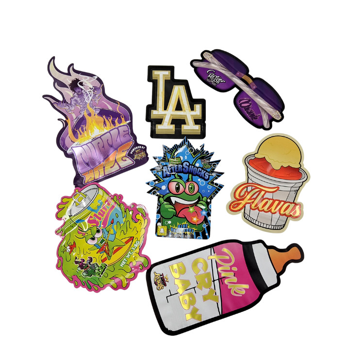 3.5g Bao bì tùy chỉnh và in logo đặc biệt đặc biệt hình dạng bên trong in hình ba chiều cắt Mylar túi