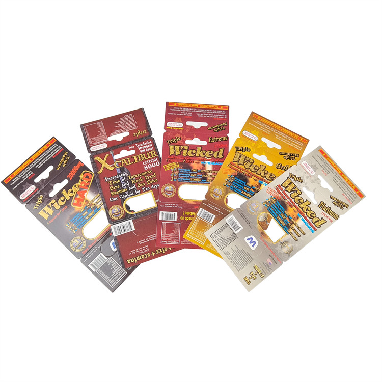 in tùy chỉnh bán nóng nâng cao mũi tê viên đóng gói cho nam giới Bảng chứng khoán giấy hộp thẻ giấy