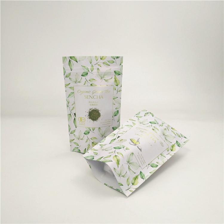 co thân thiện 3 bên túi giấy kraft kín nhiệt tái chế logo màu đen in nhỏ 5 gram túi giấy