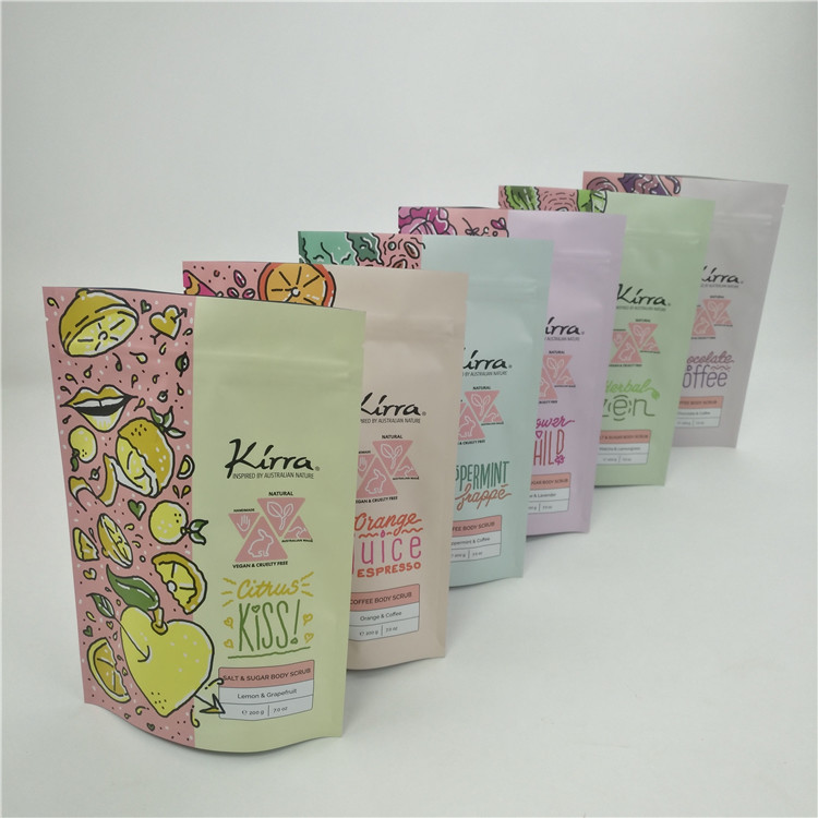 Khóa khóa Zip tái chế đứng lên túi quét cơ thể mỹ phẩm tắm muối túi đóng gói nhựa