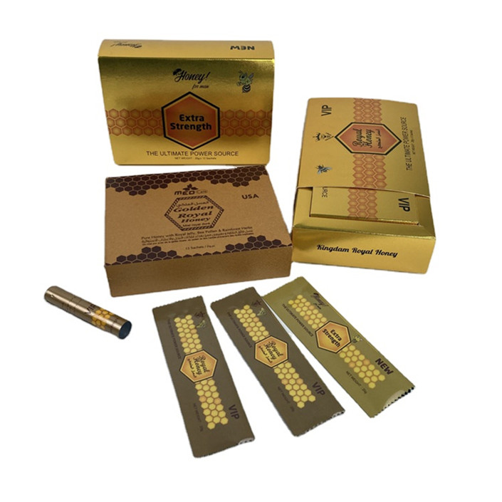 Bản in vàng tùy chỉnh Vital Vip mật ong đóng gói túi hoa HMF mật ong hoàng gia Vip cho anh ấy Vital Vip mật ong đóng gói