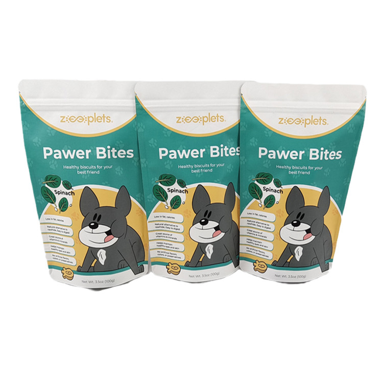 Low Moq Stand Up Pouch Kraft Paper Printed Packaging Bag for Pet Treat Thẻ chống mùi với logo