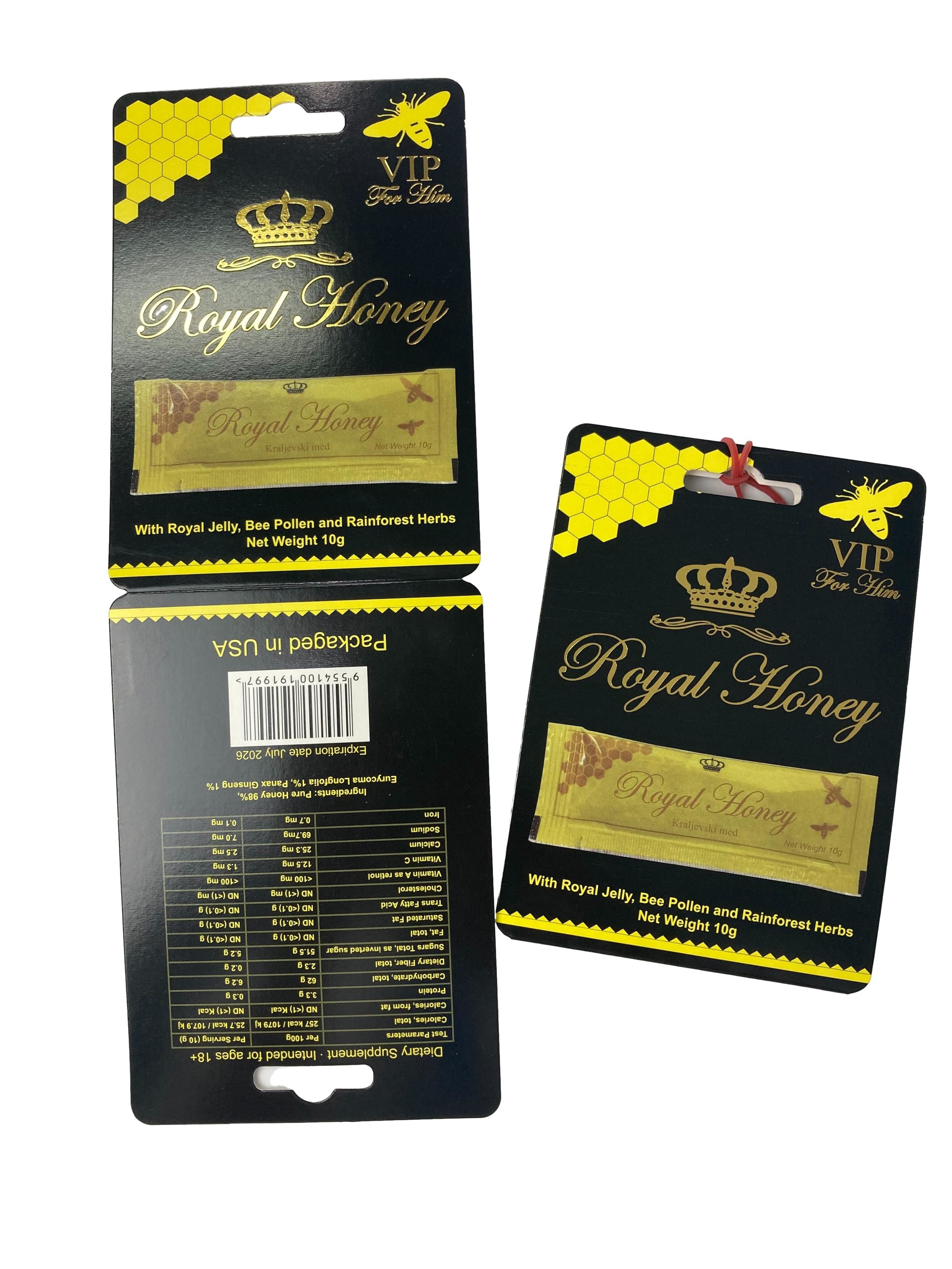 Nhãn hiệu tùy chỉnh Royal Honey VIP Thẻ đóng gói Thẻ giấy vàng Thẻ giấy nhựa cho thanh mật ong
