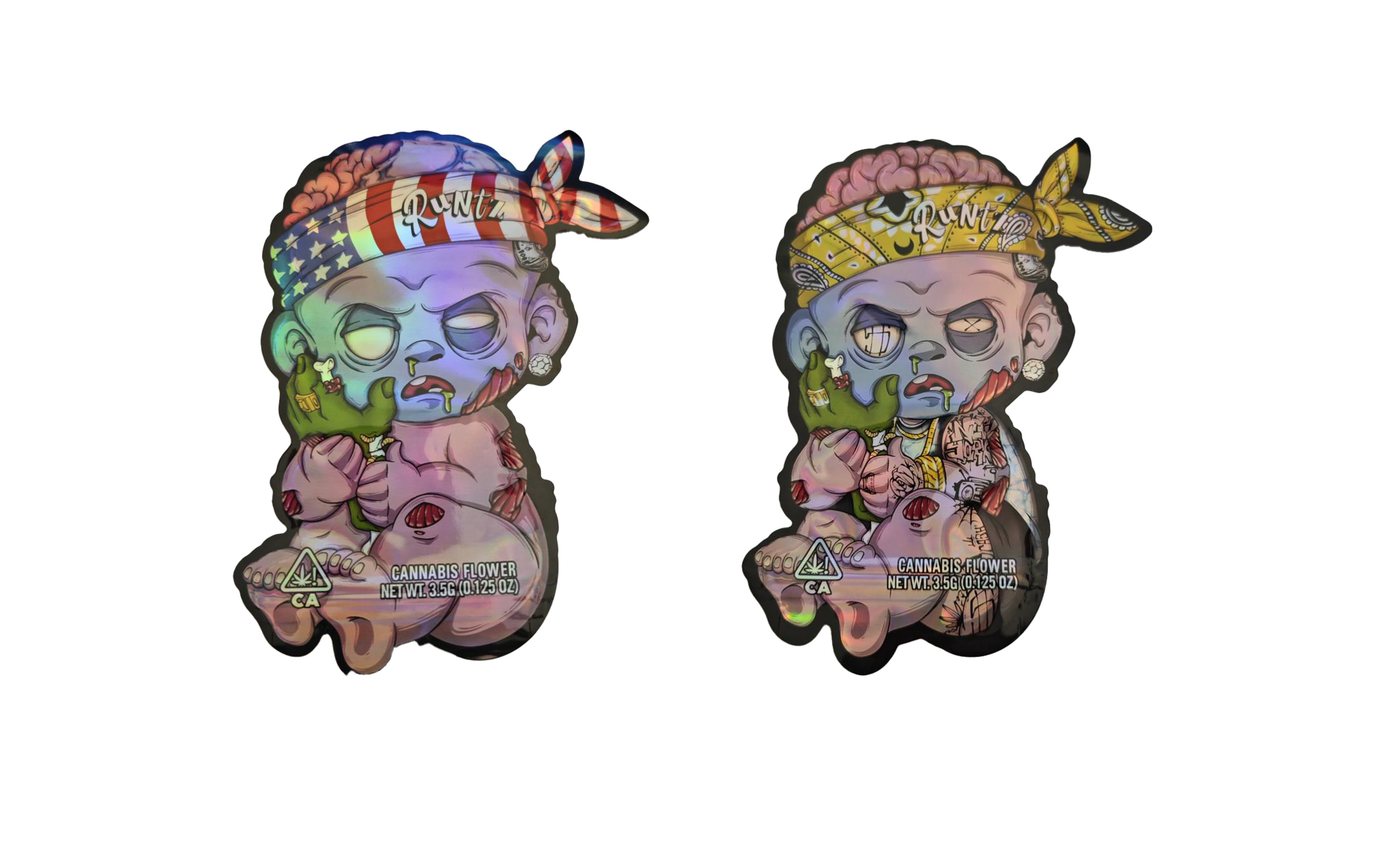 Thiết kế tùy chỉnh Diecut Circle Dye Cut Mylar Bag Food Grade 3.5g Smell Proof Custom Shape Die Cut Mylar Bag