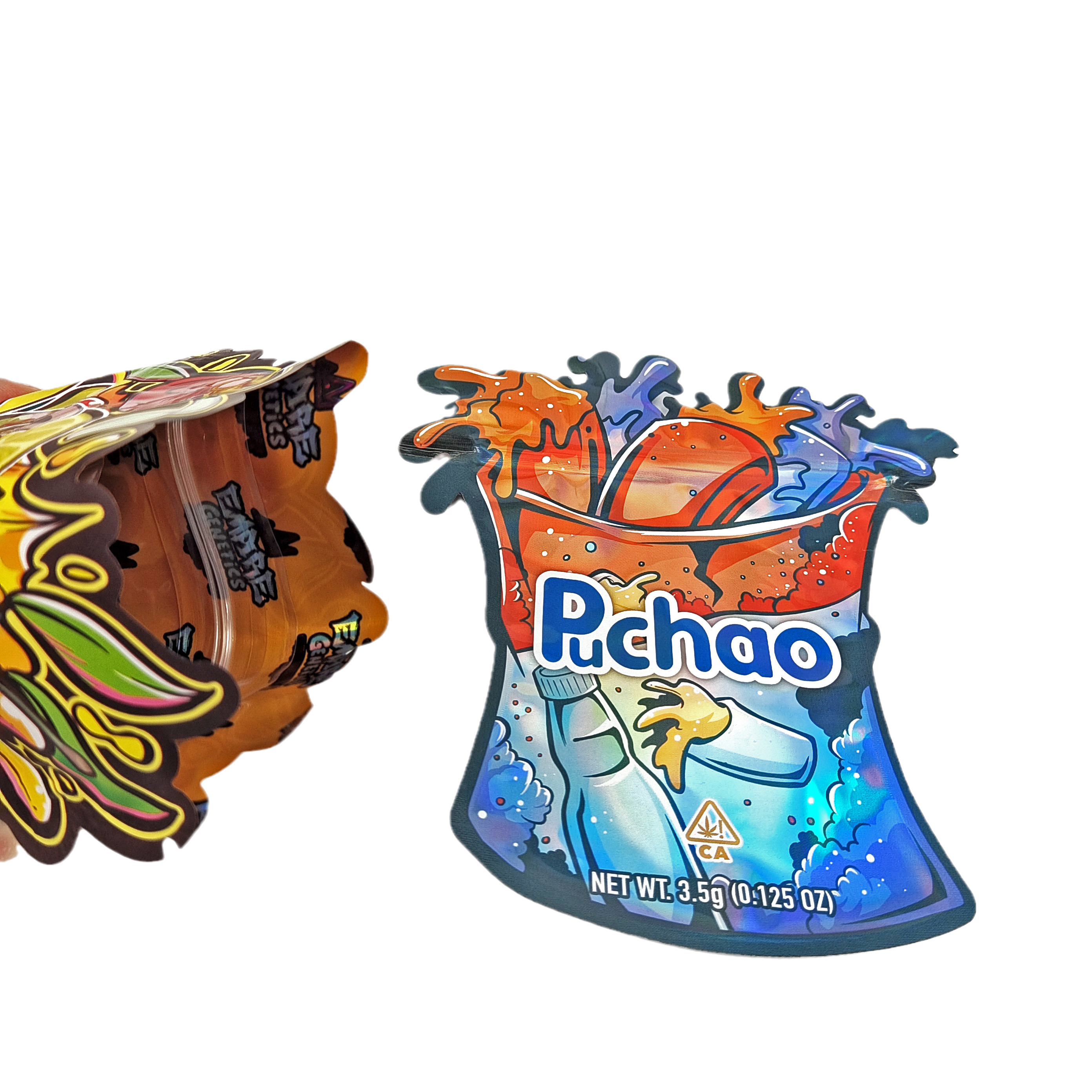 Nhãn hiệu tùy chỉnh in Matte Soft Touch không đều hình dạng đặc biệt Bao bì 3.5g túi nhôm chống trẻ em