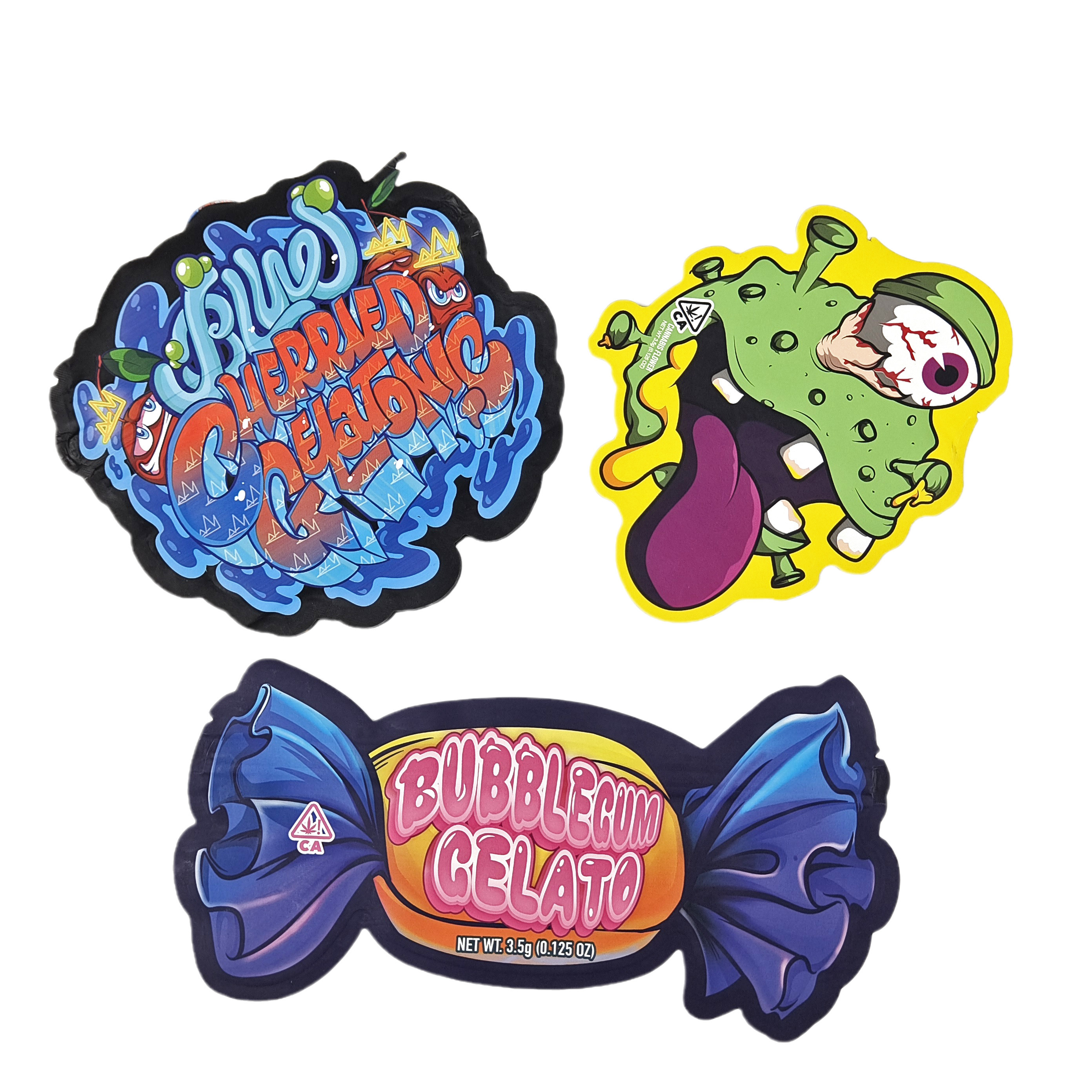 Túi giấy Ziplock 3,5g 7g 14g Hình dạng đặc biệt Bao bì tùy chỉnh Thực phẩm Chống mùi Die Cut Mylar Bag