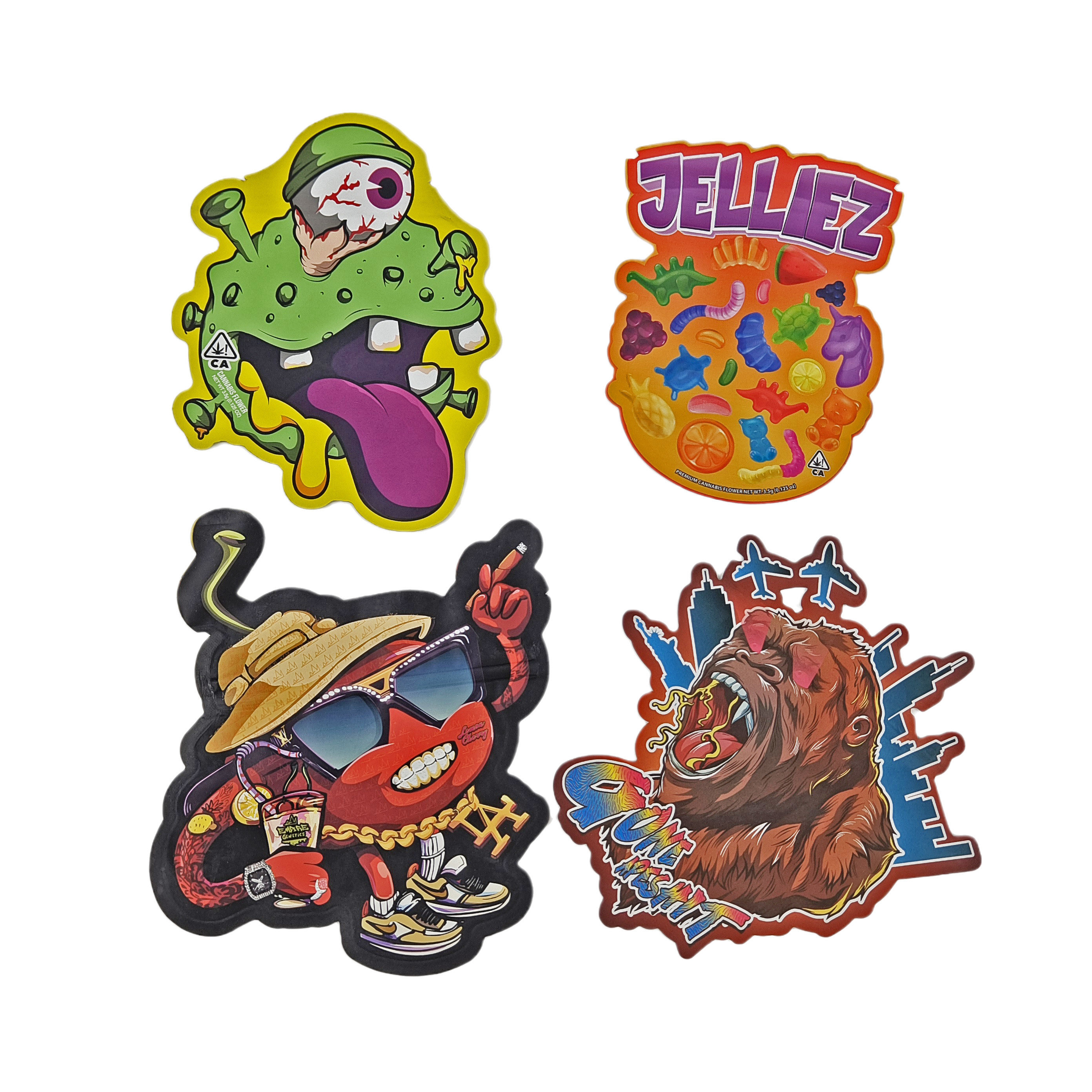 Custom in 3.5g bánh quy kẹo đồ ăn nhẹ đặc biệt hình dạng Ziplock túi nhựa với mùi chống khói cắt Mylar túi