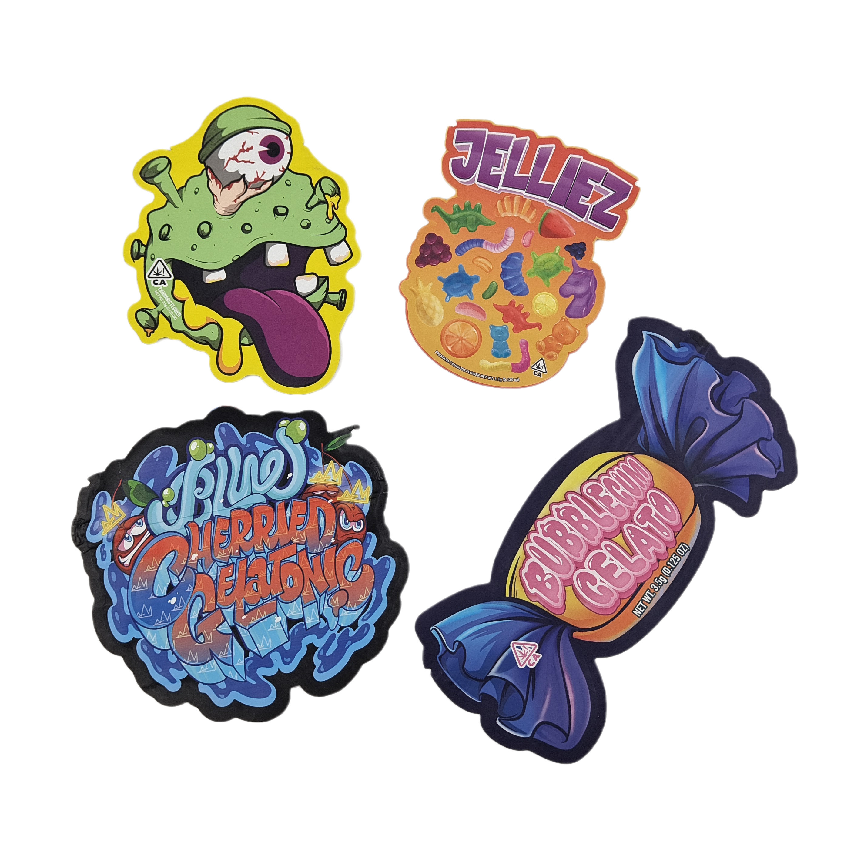 Tùy chỉnh cắt đứt nhựa in logo chống mùi 3.5 bao bì thực phẩm ăn được Ziplock đồ ăn nhẹ ăn được túi Mylar