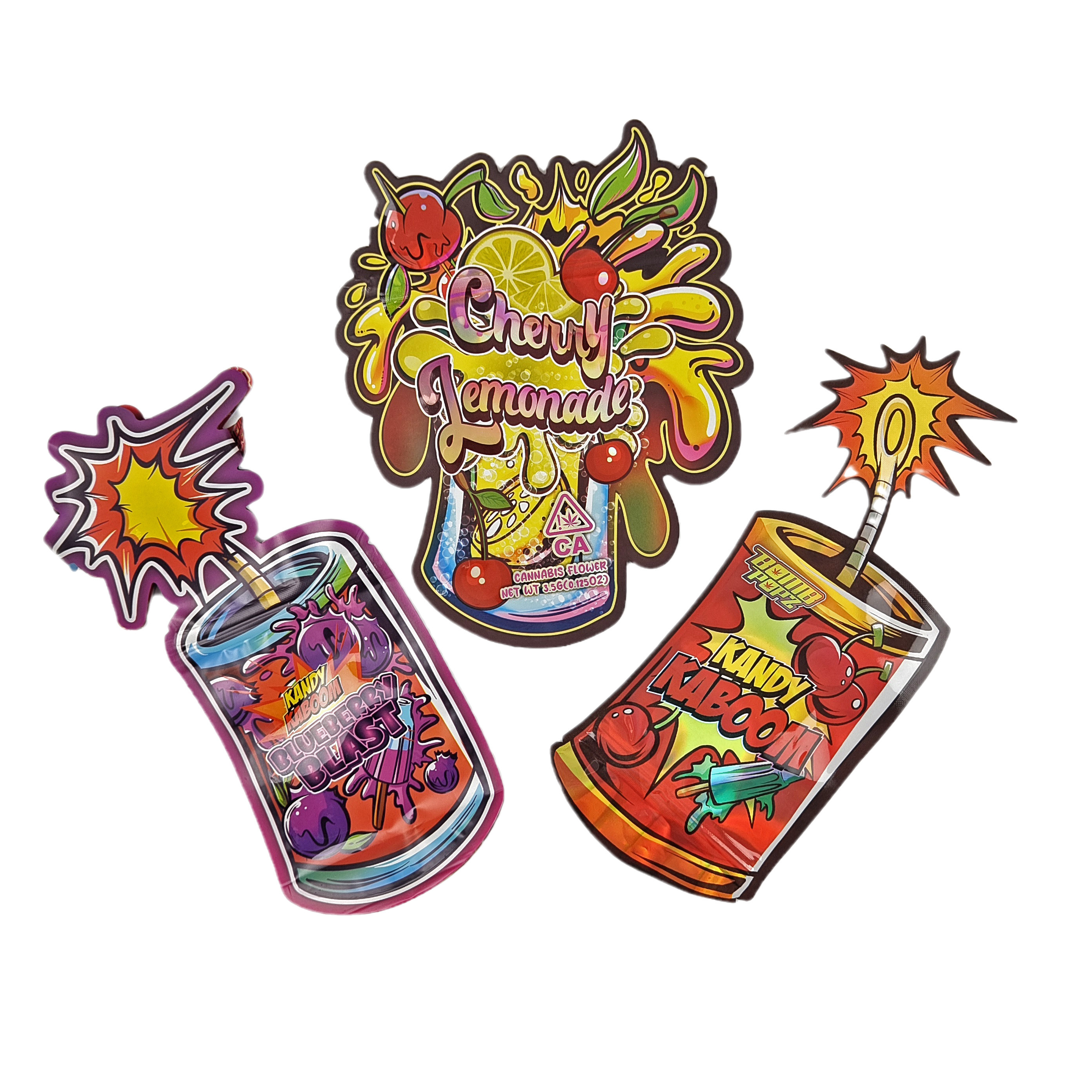 Bao bì hình dạng không đều Thiết kế tùy chỉnh với Ziplock Holograph Foil 3.5g Hume Proof Die Cut Mylar Bags