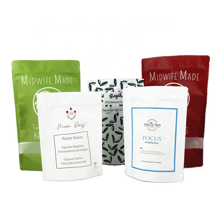 Biodegradable Logo tùy chỉnh 100g 250g trà cà phê trái cây khô túi đóng gói tái chế