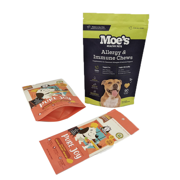 Chất liệu giấy Kraft màu trắng thân thiện với môi trường bột xoài hạt thực phẩm thú cưng Chất liệu có thể phân hủy sinh học Zipper túi đóng gói giấy chống mùi