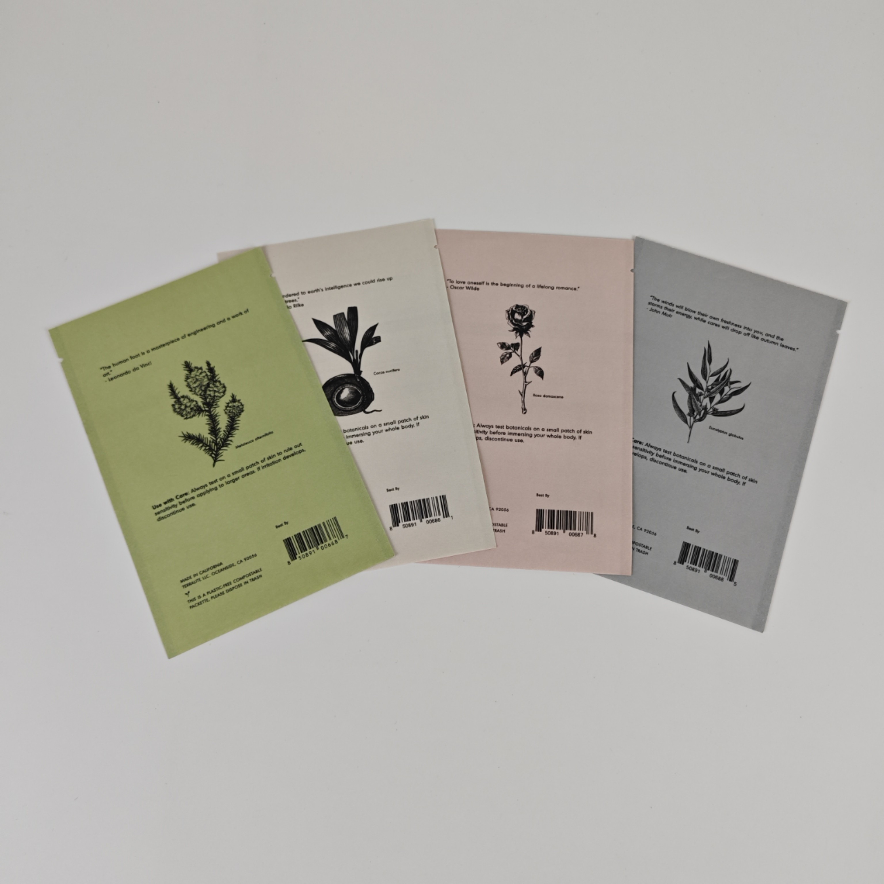 Các mẫu mỹ phẩm Kem da mặt Biodegradable Kraft Pouch Custom Digital Printing Thẻ nhỏ