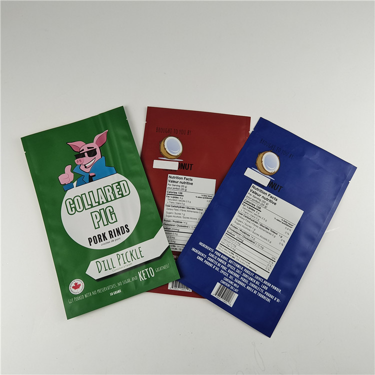 Nhà sản xuất Định dạng tùy chỉnh Lưu trữ túi đồ ăn nhẹ Bao bì Matt nhôm giấy đứng lên túi Ziplock bao bì túi