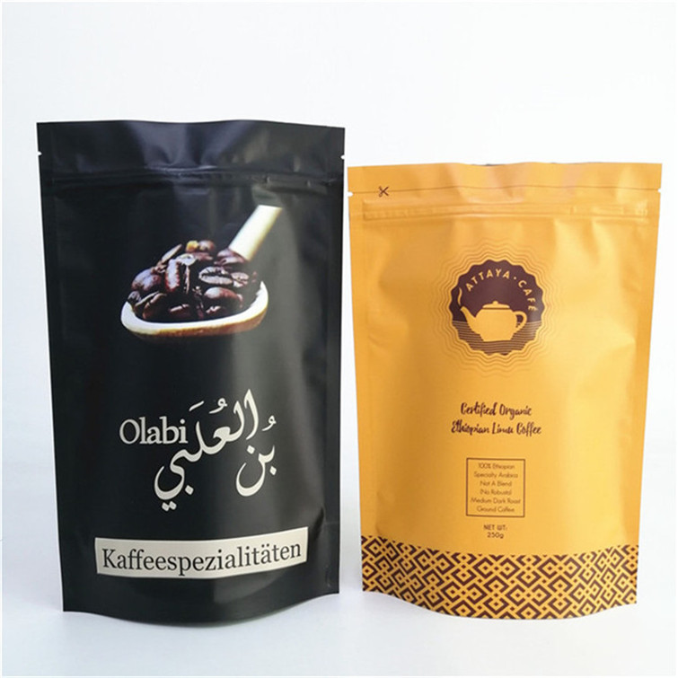 in màu sắc đóng gói tùy chỉnh cà phê Ziplock đứng lên túi túi cho 250g 500g 1kg