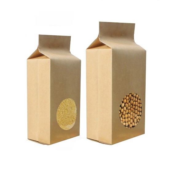 Gusset tự đứng 250 gram Túi giấy tùy chỉnh Supar Bao bì có cửa sổ