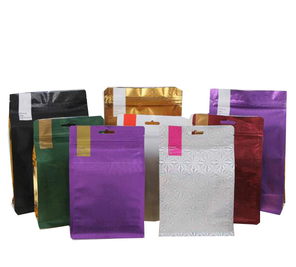 Bán buôn Nhôm Lá Tin Tie Flat Block đáy Cà phê Bao bì có van khử khí 500g 1kg