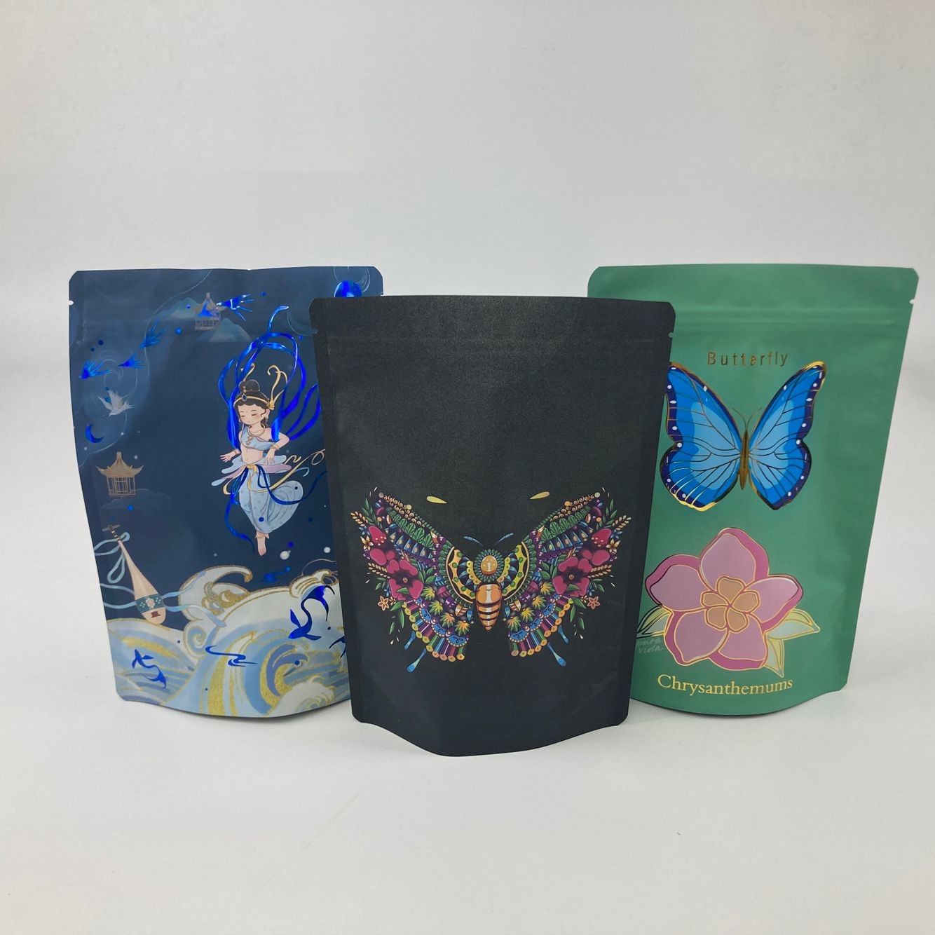 Thẻ sản xuất theo yêu cầu UV đứng lên túi hạt sô-cô-la túi đóng gói nhựa