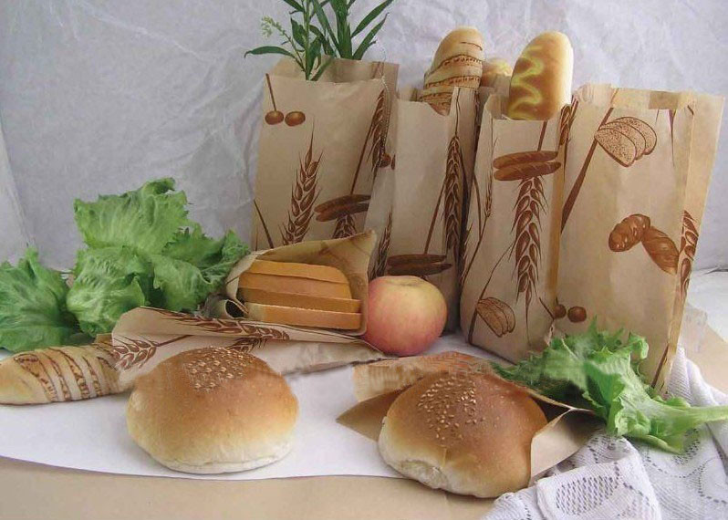 Oilproof Stand Up Kraft Túi giấy tùy chỉnh cho Bánh mì / Hamburger Có Logo