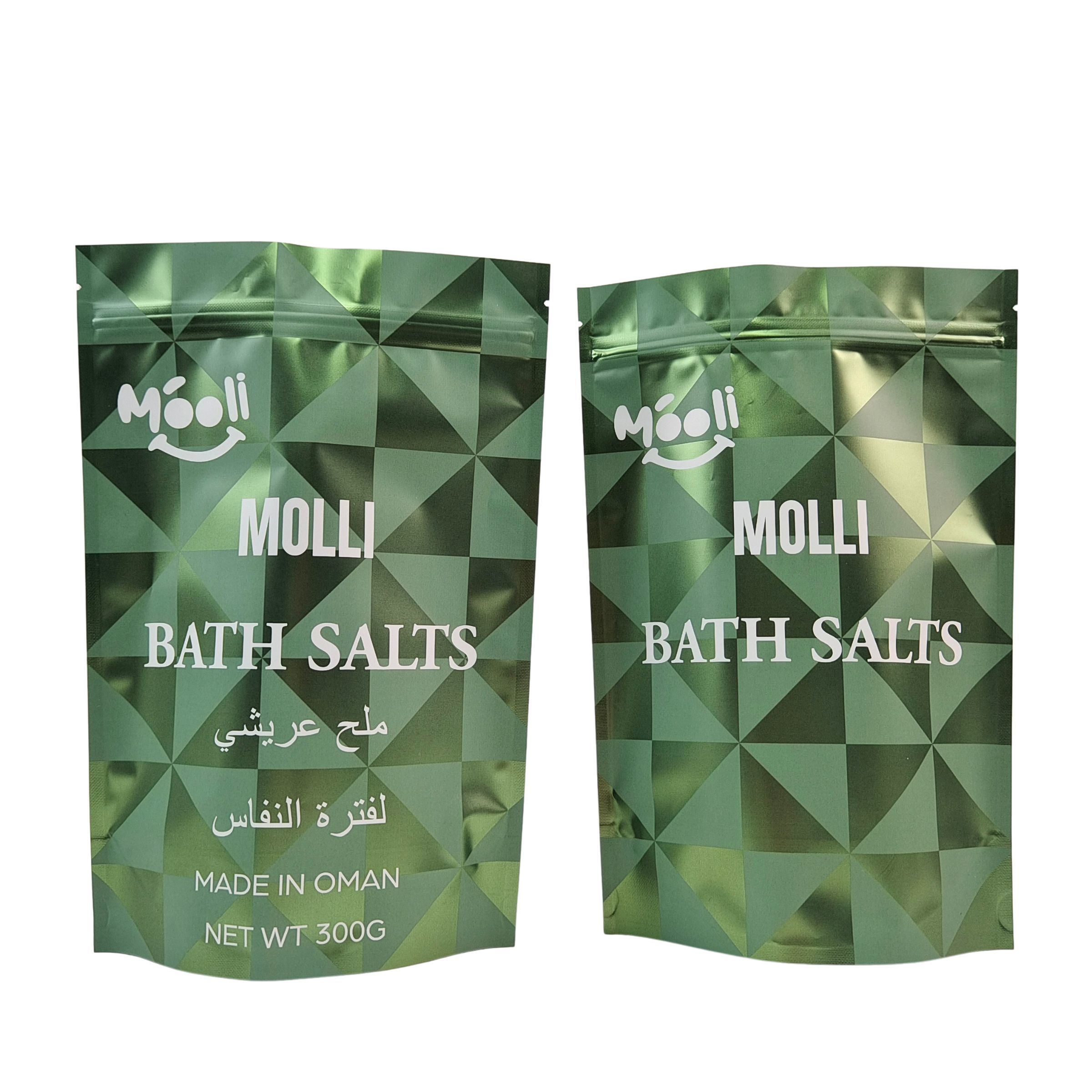 Bao bì nhựa đứng cho túi đựng tẩy tế bào chết, muối tắm, ngâm tự nhiên, túi Mylar có khóa kéo