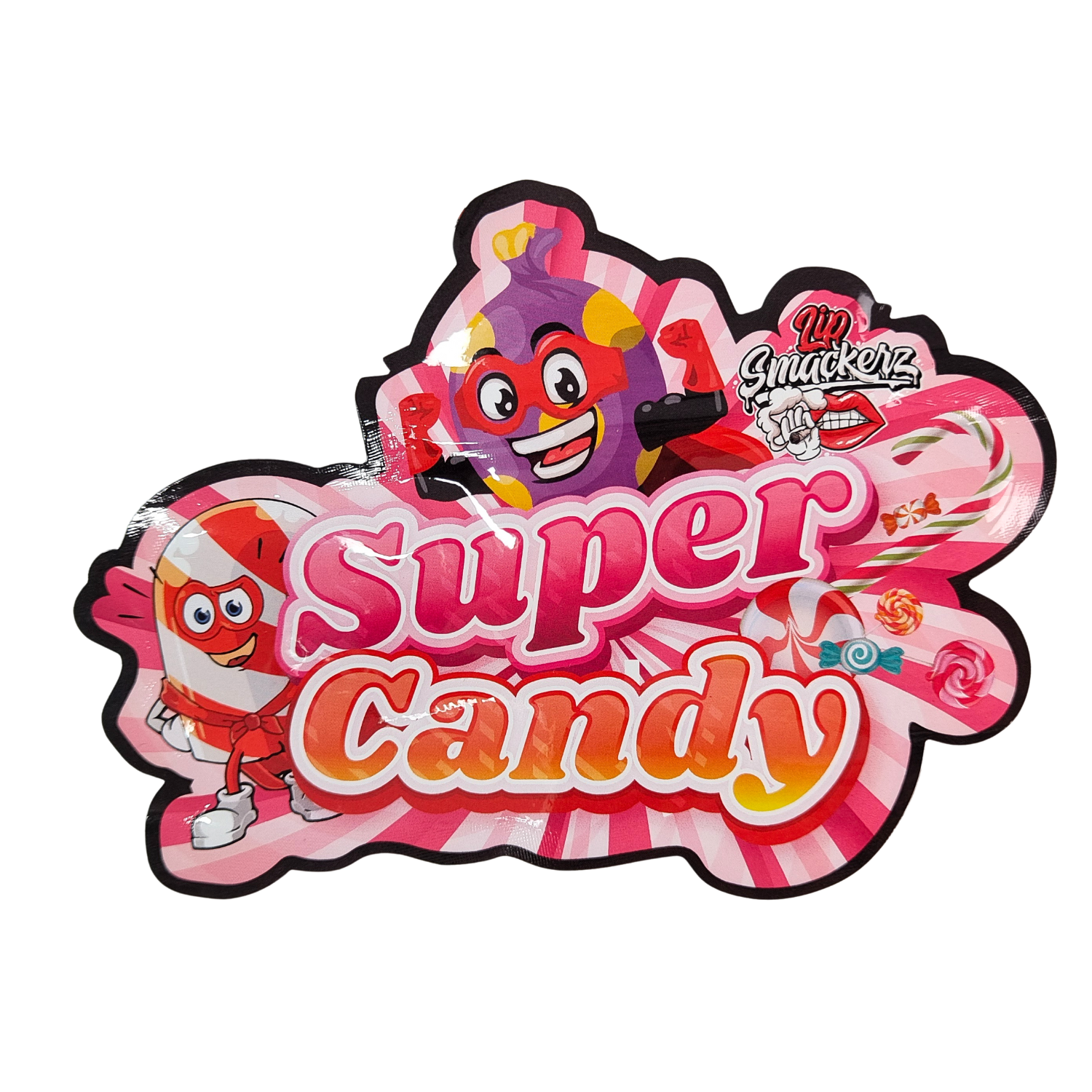 Die Cut 3.5g túi nhựa Glossy Zipper Mylar Cho Gummy Herb kẹo đóng gói mùi Proof bề mặt bóng