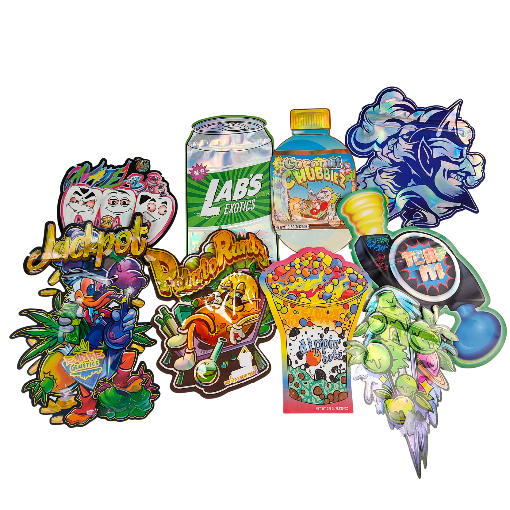 Túi Mylar Doypack Die Cut Cali 3.5g 7g 14g 28g Bánh Quy Đường Thực Phẩm Túi Khóa Kéo Chống Mùi Bóng/mờ