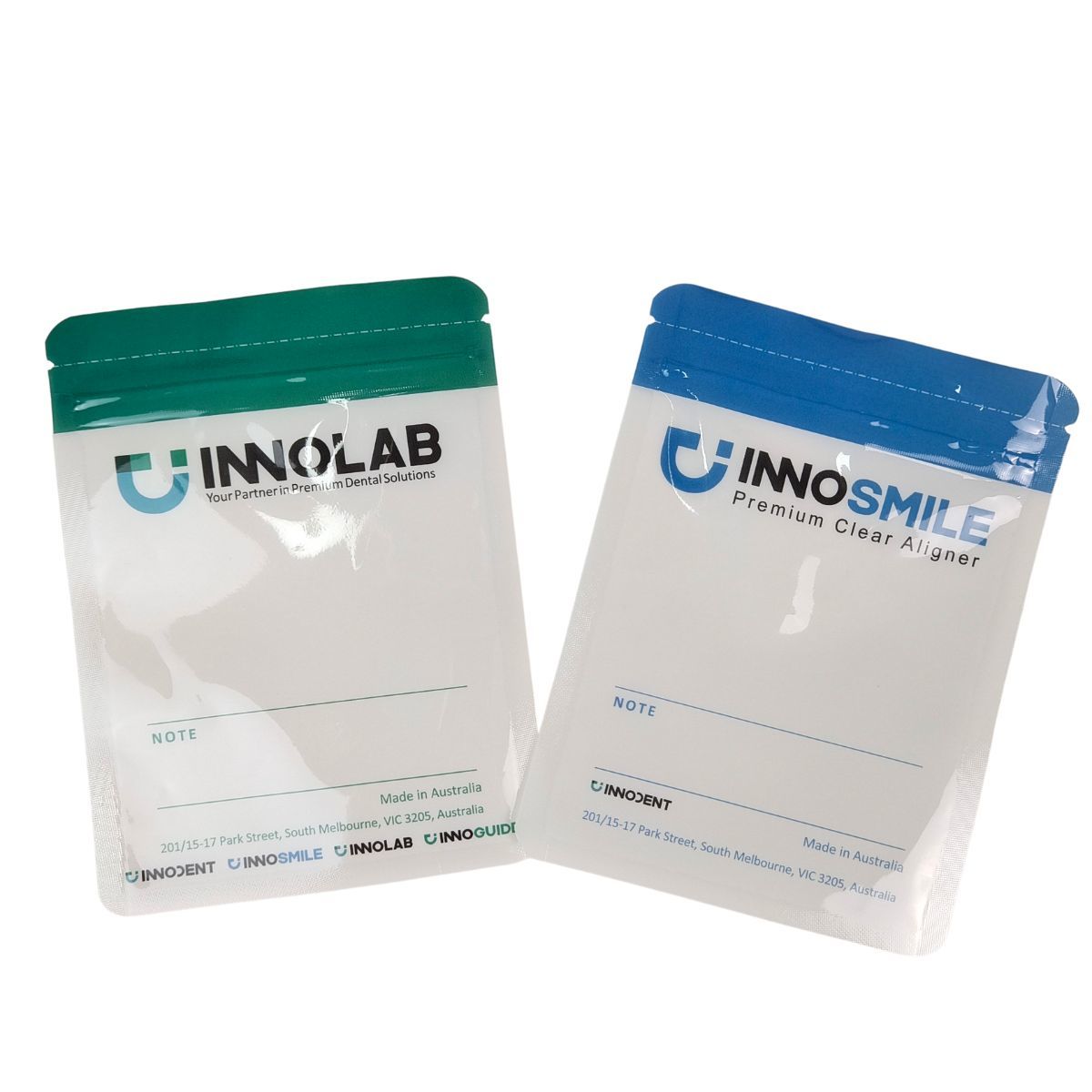 Túi khóa kéo logo tùy chỉnh cho khay niềng răng với hàn nhiệt và túi nhựa Mylar trong suốt một mặt