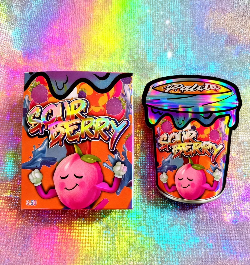 Holographic Box And Bag 3.5 Mylar Packaging Set Re-sealable 3.5g Edible Mylar Die Cut Bags With Display Cereal Boxes (Tổ và túi ba chiều)