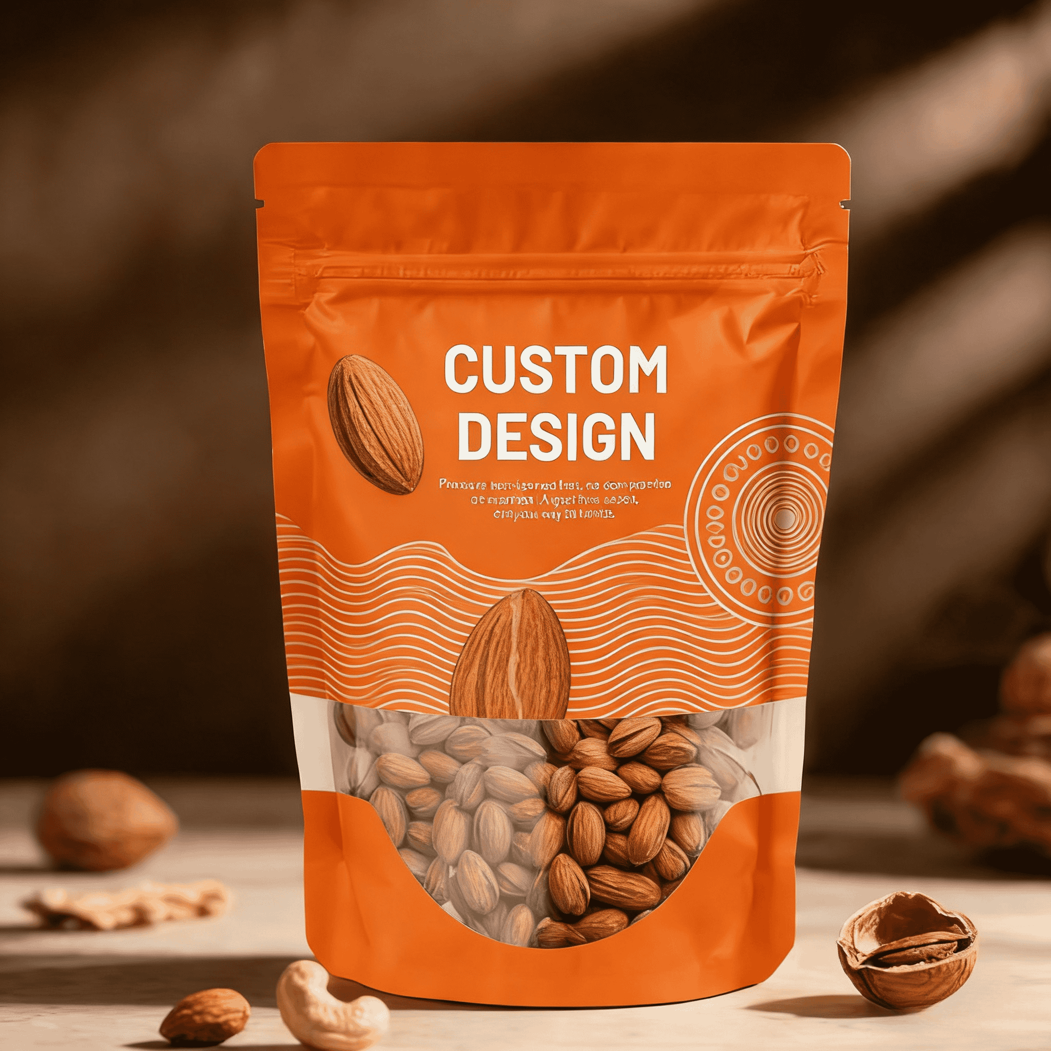 Túi đựng thực phẩm bằng nhựa tái chế in kỹ thuật số tùy chỉnh chất lượng cao với túi đứng có hàn nhiệt