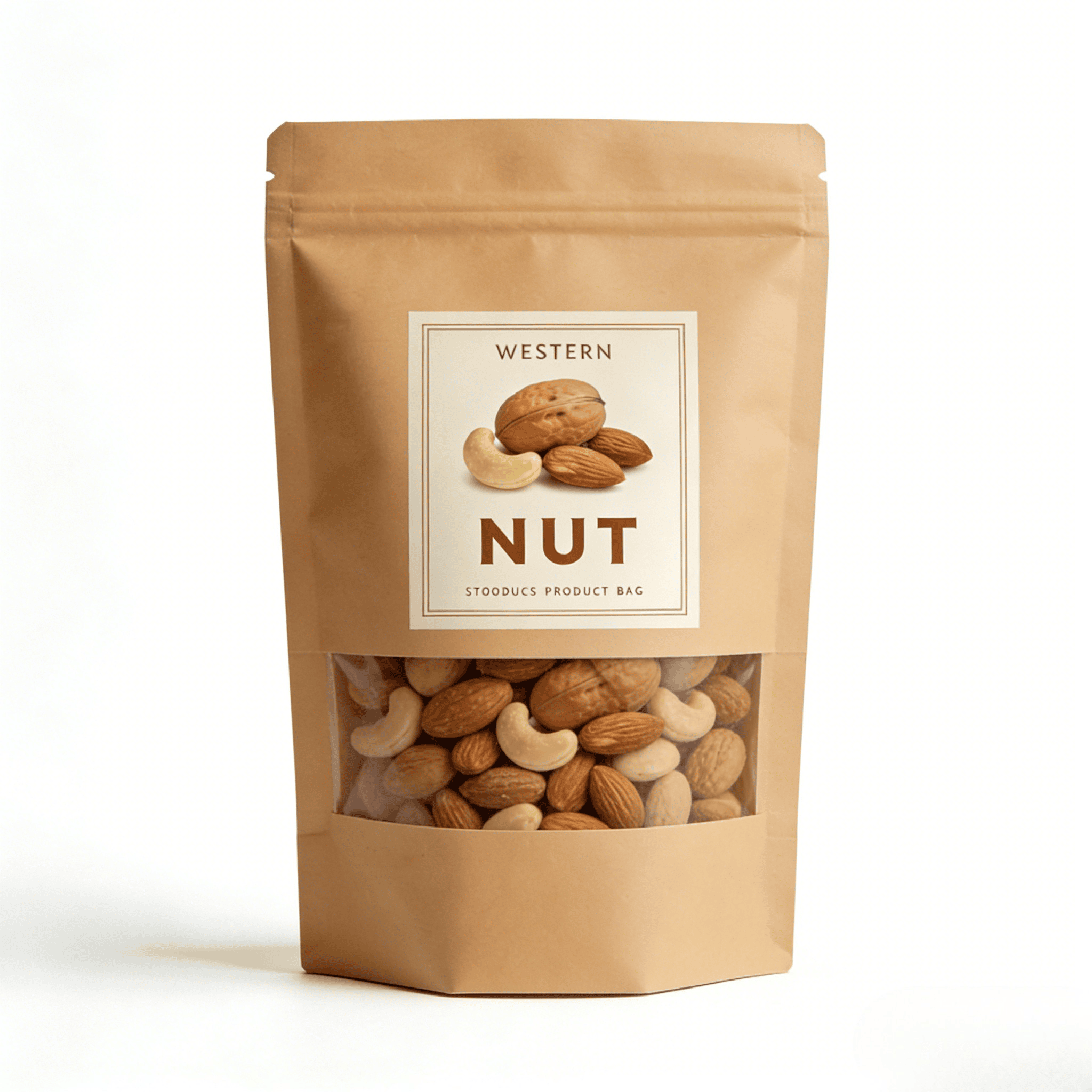 Customized Digital Printing Kraft Paper Heat Seal Stand Bag With Window For Pet Food & Snacks Moistureproof