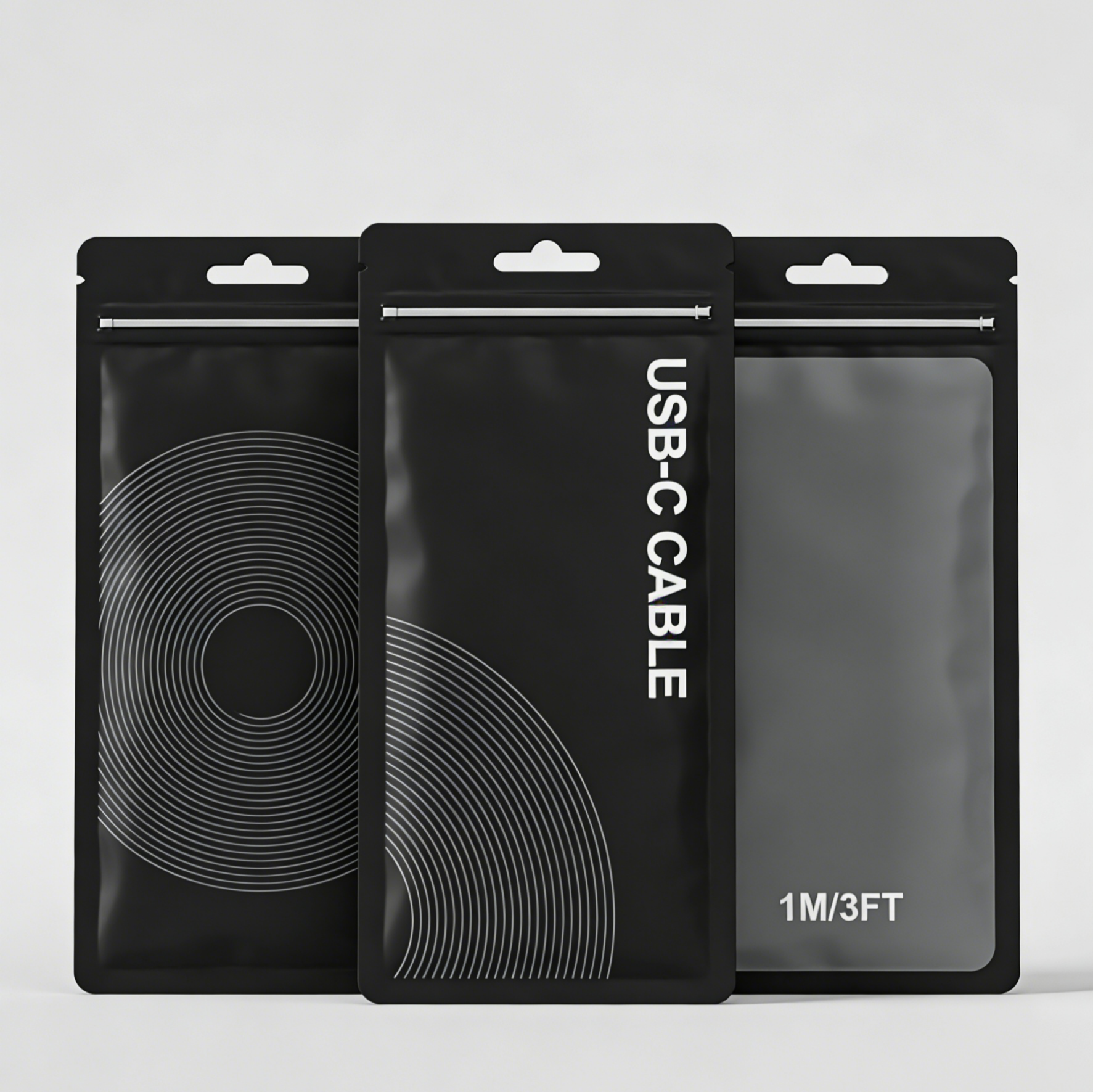 Nhập ấn tùy chỉnh PVC tái chế nhựa mat có thể đóng lại bao bì với ba mặt niêm phong