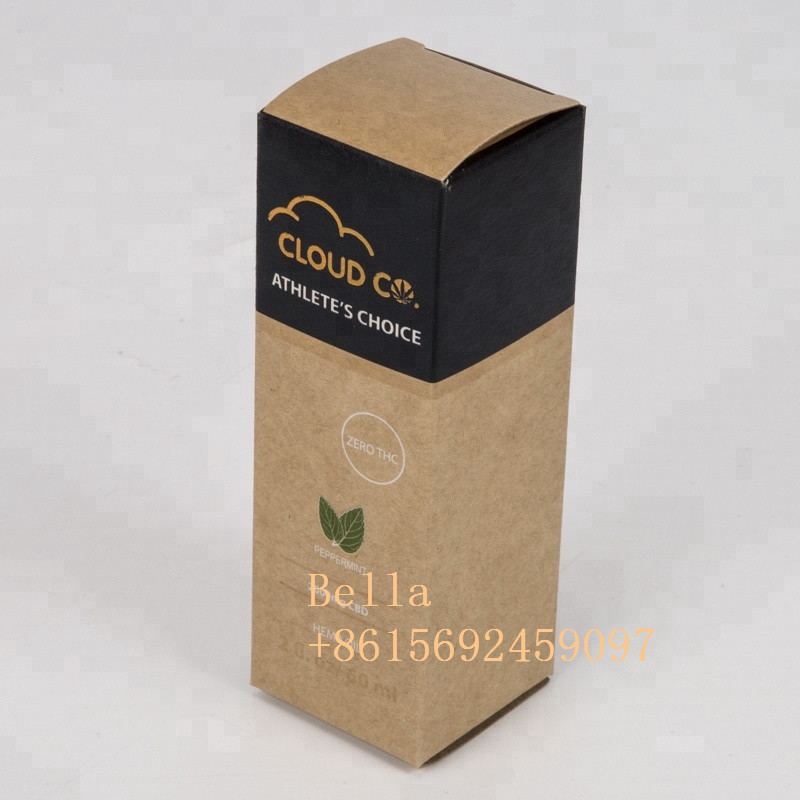 Eco Friendly Mỹ phẩm Bao bì dập nổi Hộp giấy Giấy màu nâu Giấy Cbd Oil Chai
