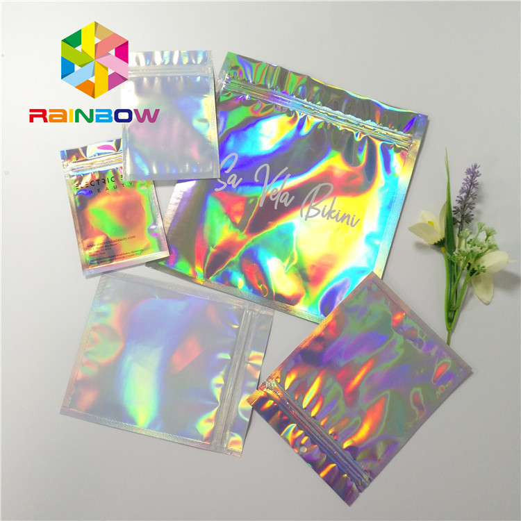 Tái sử dụng Mylar Ziplock Mỹ phẩm Bao bì nhỏ gọn Hologram Laser Gravure In