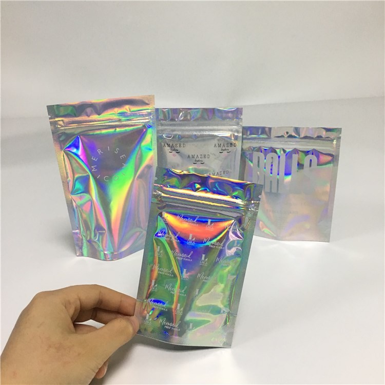 Hologram bền đứng lên Túi Mylar Cỏ dại Túi chống mùi với cửa sổ rõ ràng