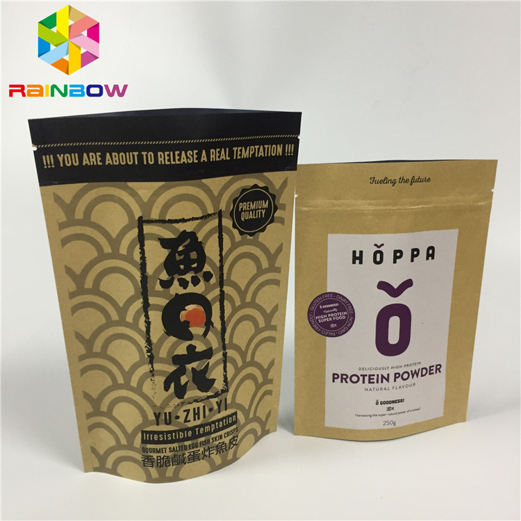 Giấy kraft Ziplock đứng lên Túi nhôm Lá tự đứng Độ ẩm cho Nut Snack