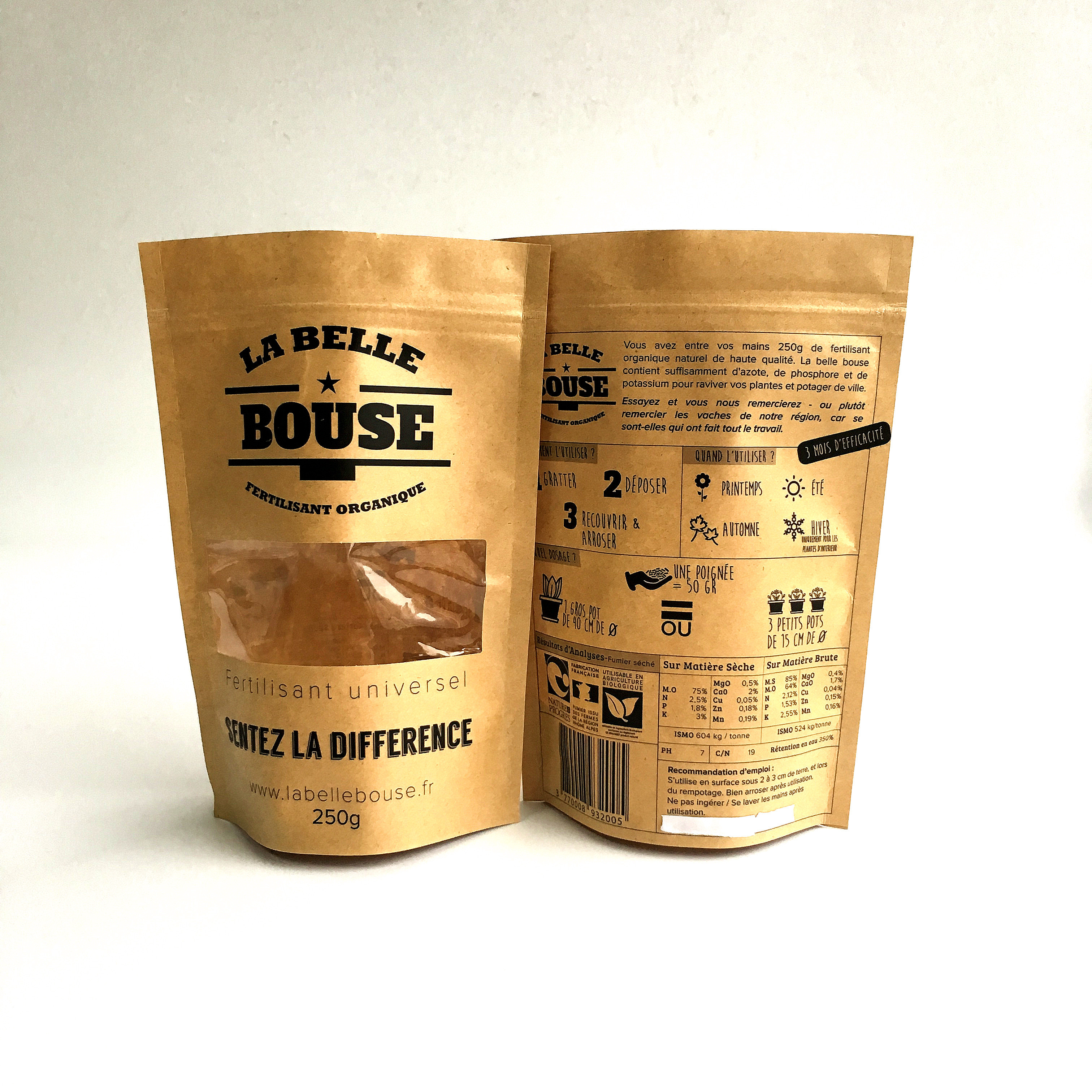 Có thể tái chế Túi giấy tùy chỉnh Khóa Zip tự nhiên Đứng lên Túi có cửa sổ