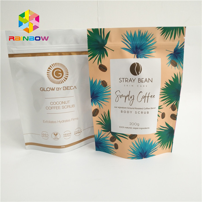 Lá nhôm đứng lên túi cà phê, túi nhựa Ziplock với vết rách