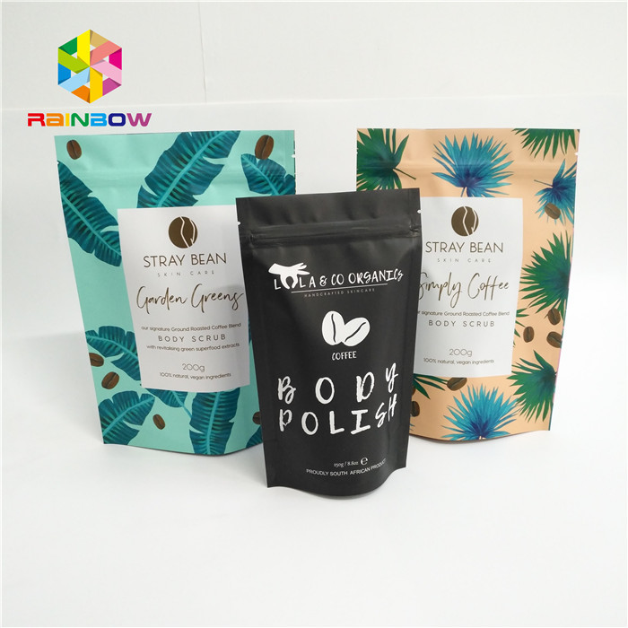Chất liệu bóng tùy chỉnh In đứng lên Túi đựng cà phê Bao bì thực phẩm