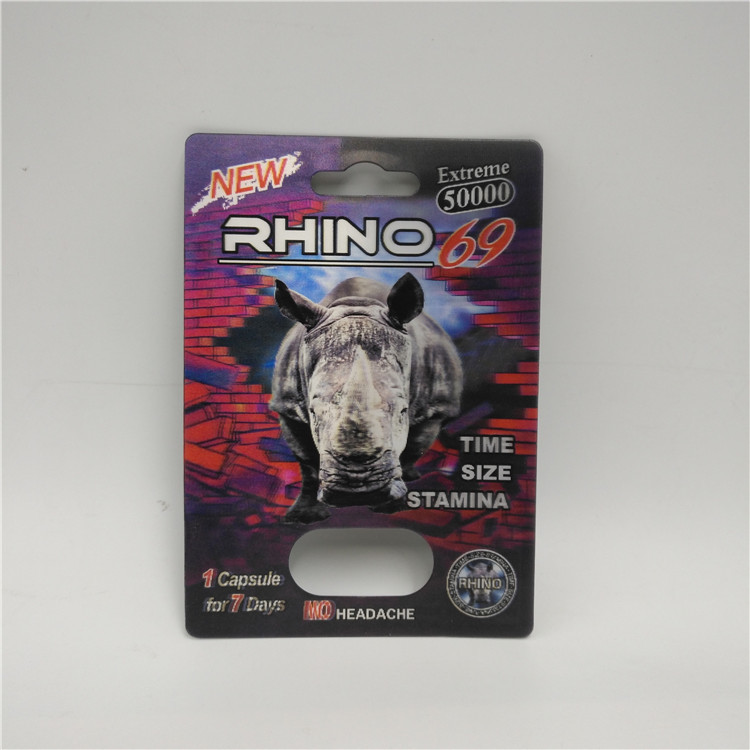 Chai nhựa rỗng Thuốc tăng cường nam Rhino 99 Pills Thẻ vỉ với hộp hiển thị
