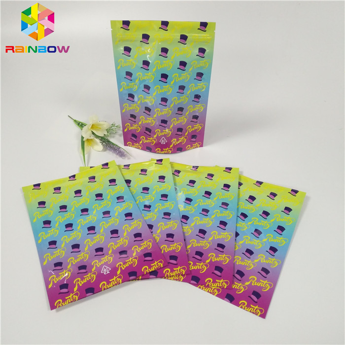 Bao bì tùy chỉnh 1oz 3,5g Lá Túi Bao bì Mùi Bằng chứng Weed Bao bì Túi Bề mặt bóng