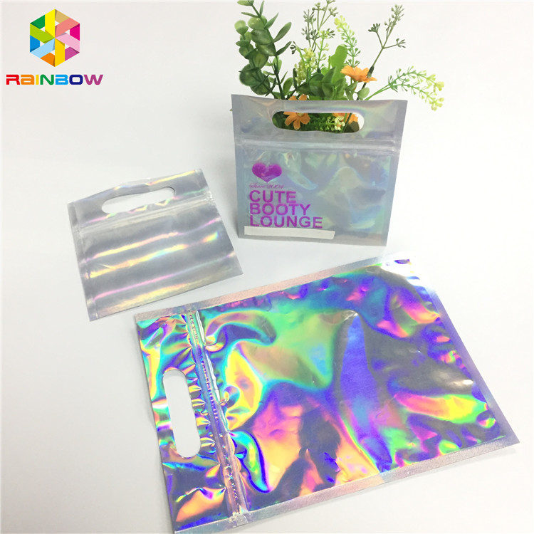 In túi kỹ thuật số Bao bì Túi rõ ràng Mặt trước Hologram Zip Lock Bag cho mẫu mỹ phẩm