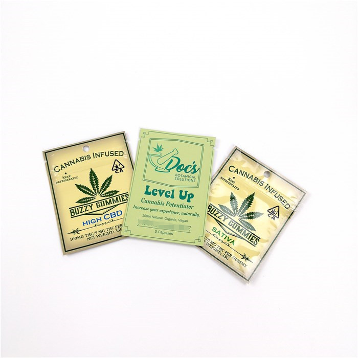 Mùi bằng chứng chống mùi Cbd Túi nhựa Bao bì Sativa Nhựa Wrapper Túi Mylar