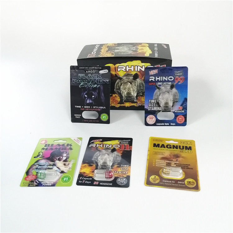 Thuốc tăng cường tình dục Thuốc đóng gói vỉ vỉ Dòng Rhino cho bột Gói viên nang tình dục