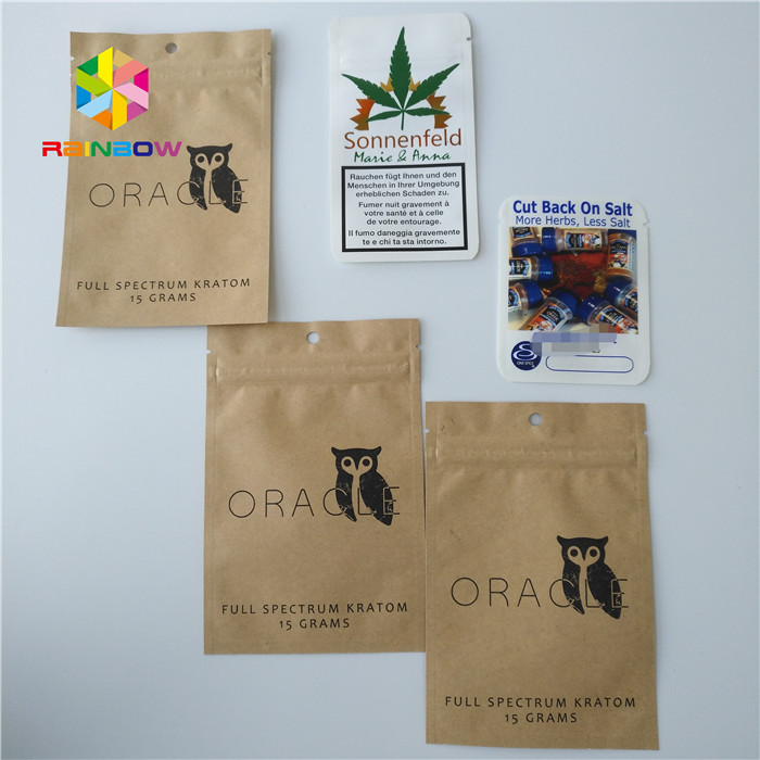 Giấy kraft Túi Weed Túi giấy bạc Bao bì Ziplock Nhôm Lá cho 1/4 gram bột