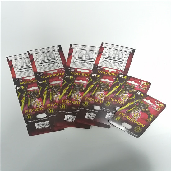 Poseidon Sex Pill Vỉ bao bì Thẻ Stiff Rox Gói tăng cường tình dục Giấy tái chế
