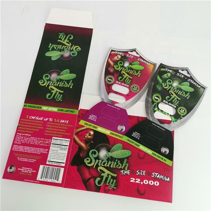 Thuốc tăng cường nam Thuốc vỉ Gói bao bì Thẻ giấy cho viên nang tình dục D2