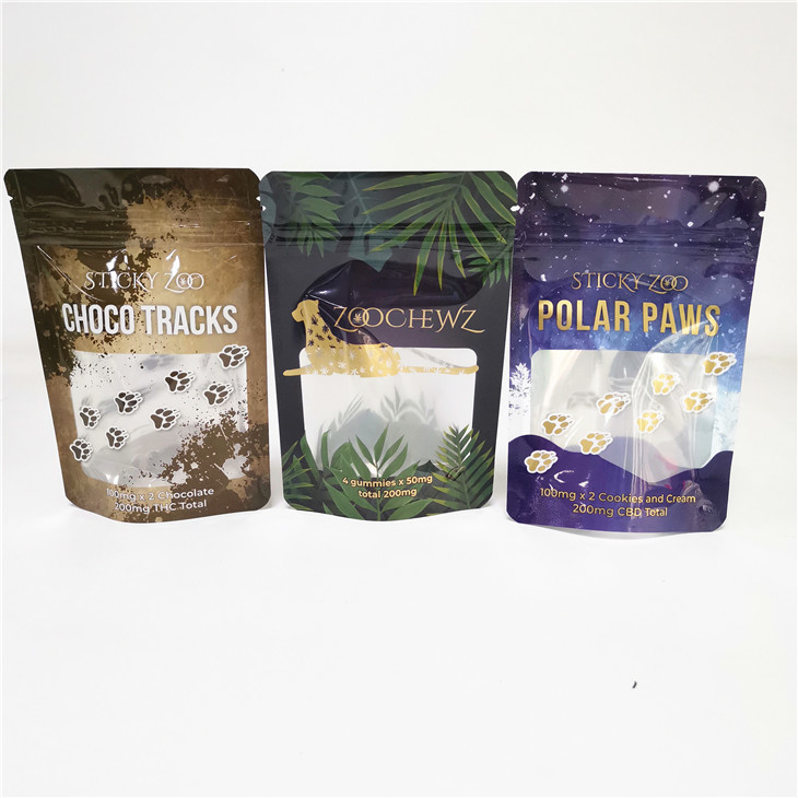 Nhôm Lá Weed Cookie CBD 3x4 Đứng lên Zipper Zipper